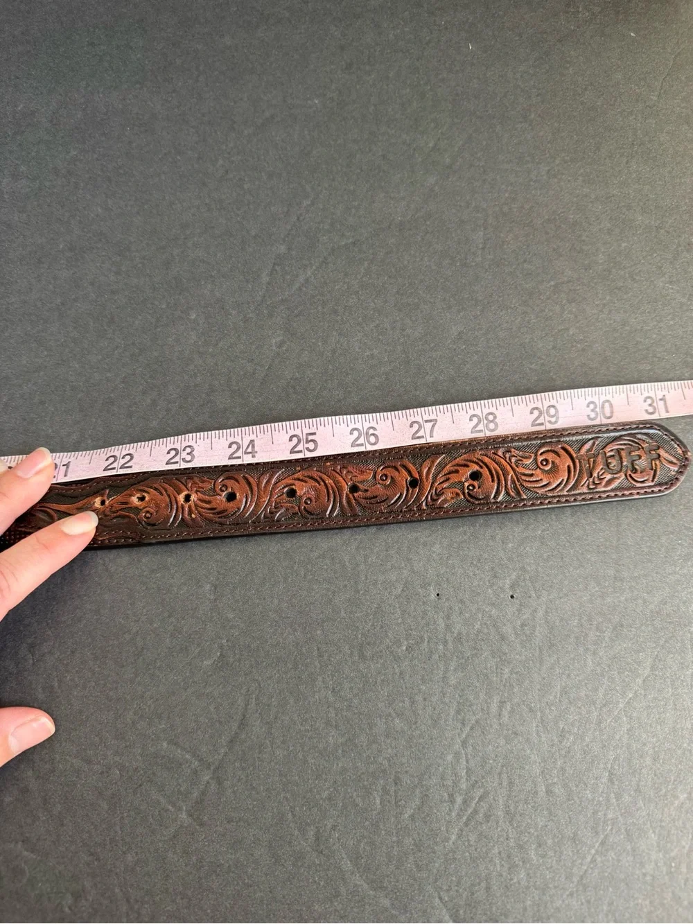 3D Belt Blank Beaded Tooled Brown Leather Western Native Print Unisex Womens 26